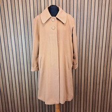 Vintage C&A Coat Overcoat Camel Brown UK 12 Below Knee Pure New Wool Soft