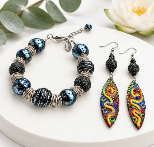 Artisan glass copper enamel - &,