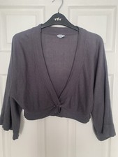 Oasis Ladies Grey Cropped Cardigan Size 12 Used