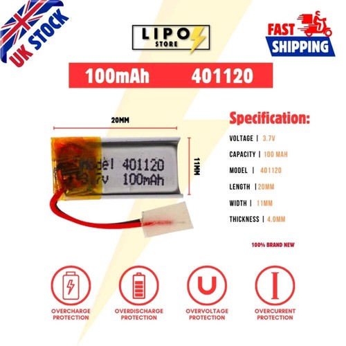 401120 100mah lipo - 3.7v,