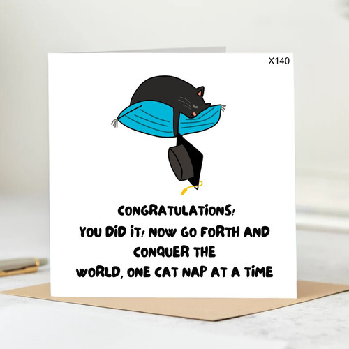 Funny cat graduation card - funny,
