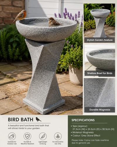 Enigma granite bird bath 71cm - enigma,