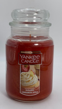 Yankee Candle SUGARED CIMMAMON APPLE Large Jar 22 Oz Red Housewarmer New
