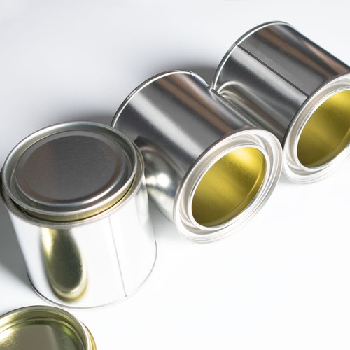 Empty metal tin cans lacquered - tin,
