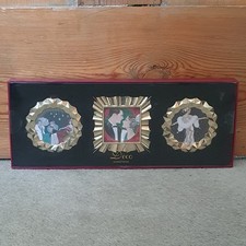 BOXED CLINTONS 3 x PHOTO HANGING FRAME GOLD ART DECO MINI 2" & 2.25" CHRISTMAS