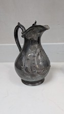 Antique Pewter Lidded Jug 8"