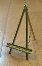 Vintage Miniature Solid Brass Modern Tabletop Easel MCM 4.5" Tall Art Display
