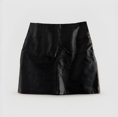 Never worn black vegan leather - never,
