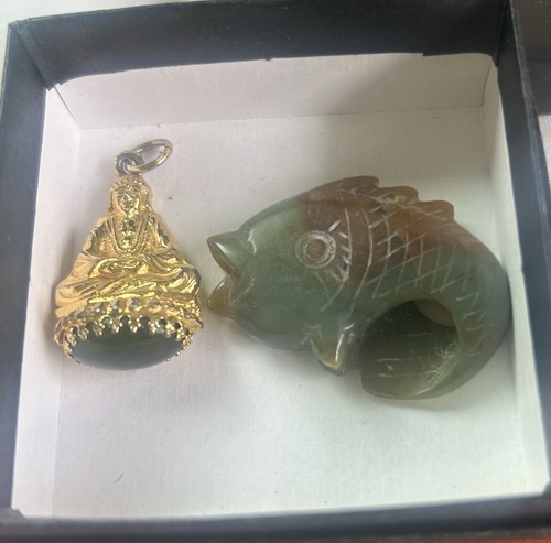 Green stone carved buddha - carved,