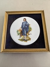 STAFFORDSHIRE Harleigh China Vintage Framed Ceramic Plaque - Blue Boy
