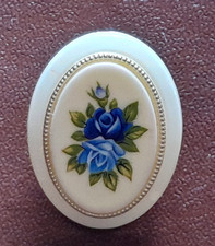 Vintage Plastic Oval Scarf Clip with Floral Design