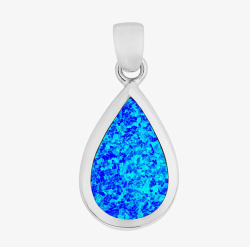 Blue opal pendant necklace - blue,