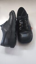 Kickers  Leather Lace-up Kick Lo Core School Shoes - Black 