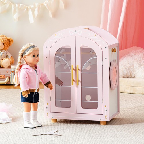 Wooden doll wardrobe for - wooden, 16-18