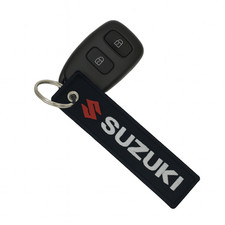 SUZUKI Fabric Embroidery Keyring For Motorcycles and Keyfob - Black 13cmX3cm