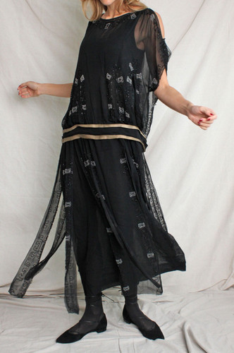 1920s vtg sheer silk chiffon