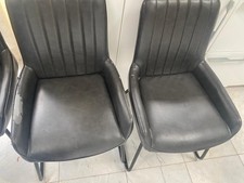 INDUSTRIAL TRENDY DESIGNER FAUX LEATHER CHAIRS USED X4