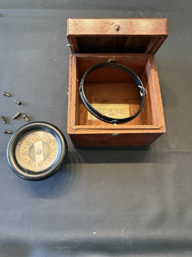 Antique marine compass wood - in,