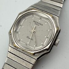 Vintage Microma Swiss Quartz Watch Women Silver Steel Octagon Analog New Battery