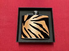 Animal Print (Grained) Ladies Hip Flask 5oz stainless steel velvet embossed.