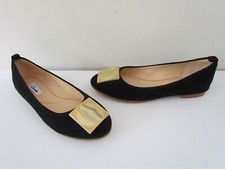 Clarks Womens  Black Suede Leather Ballet Flat Dress Shoes UK 4.4 D