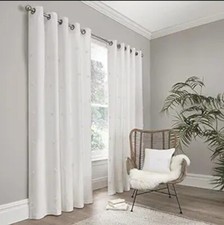 Appletree - White Dot Curtains W90 x L90 (229 x 229cm) - 100% Cotton - 2 Panels