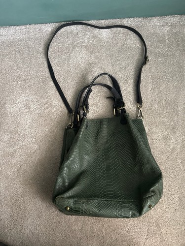Genuine leather green snake - leather, /
