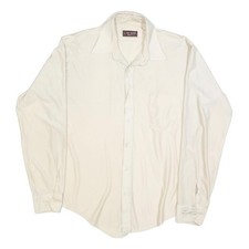 VAN HEUSEN Mens Cream Plain Shirt L Long Sleeve Button Cotton Blend
