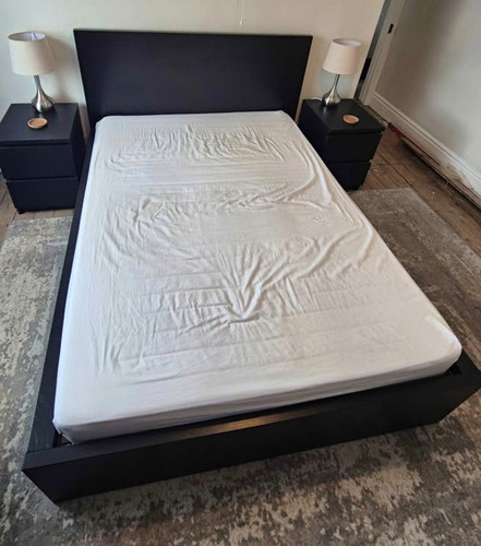 Ikea black malm - double, bed
