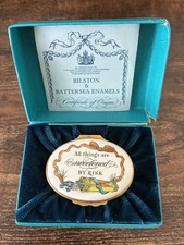 Bilston & Battersea Enamels (Halcyon Days) Oval Trinket Box - Sweetened By Risk
