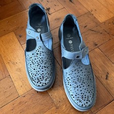 NWT Pavers Blue T Bar Strap Wedge Shoes Size 6 EU 39