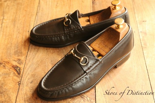 Gucci brown leather brass bit - gucci,