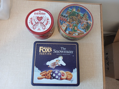 Festive biscuit tins - tins, empty