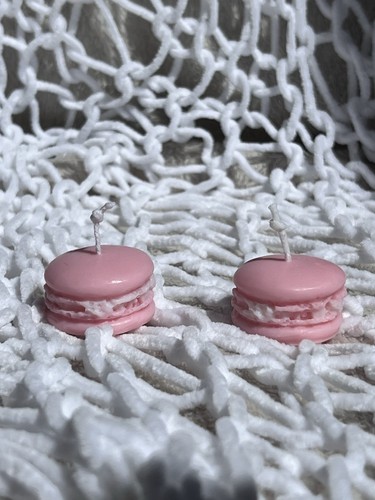 Pink macaroon candle handmade - pink,