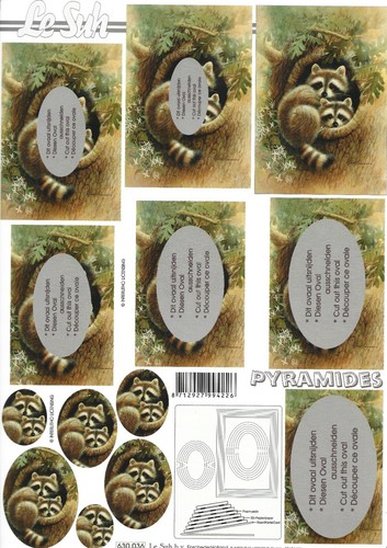 Racoon family decoupage - racoon, a4