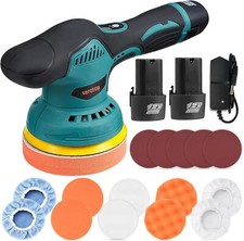 2 Battery Cordless Car Polisher Buffer Machine 5" Dual Action Polishing Kit