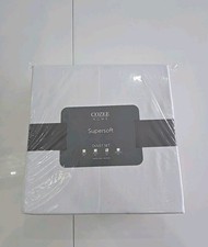 Cozee Home Duvet Set King White 4 Piece Supersoft Plain bedroom Embroidered Trim