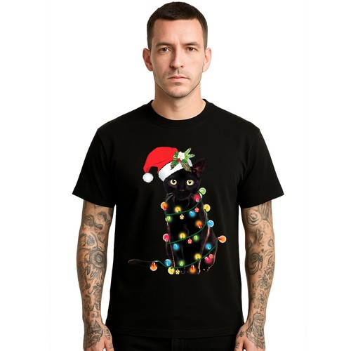 Black cat christmas - christmas, lights