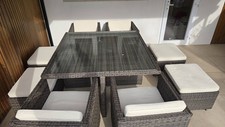 Indian Ocean Rattan Dining Table with 8 Chairs