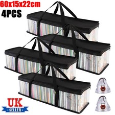Pack of 4 Portable CD Storage Bags Disc CD Carry Case, Clear Covers with Zipper