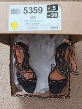 River island Black Ladies sexy attractive high heeled strapped shoes Uk5 / Eu38 