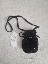 Zara Pouch Bag Black Velvet