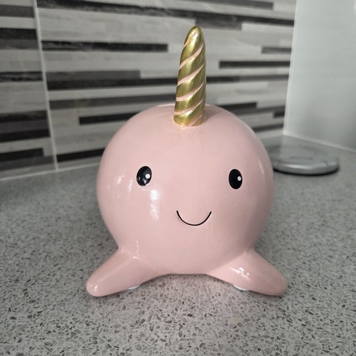 New boxed ceramic narwhal - new,