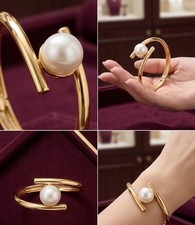 Modernist Gold Tone Bangle