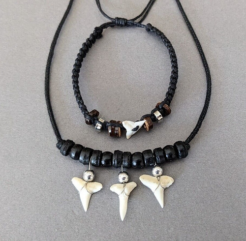 Shark tooth necklace bracelet - necklace,