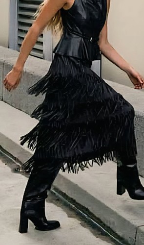 New zara black fringed midi - zara,