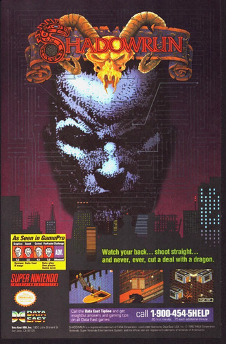 1993 shadowrun snes print - snes,