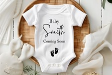 Personalised Baby Announcement Bodysuit, Vest, Coming Soon, Baby Name