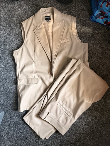 Cream beige sleeves - pu, blazer