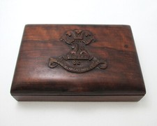 Anglo Indian Rose Wood Cigarette Trinket Box South Lancashire Regiment Egypt